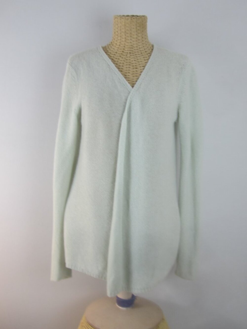 Unbranded Women M Pastel Light Blue Cashmere Open LS Cardigan Sweater